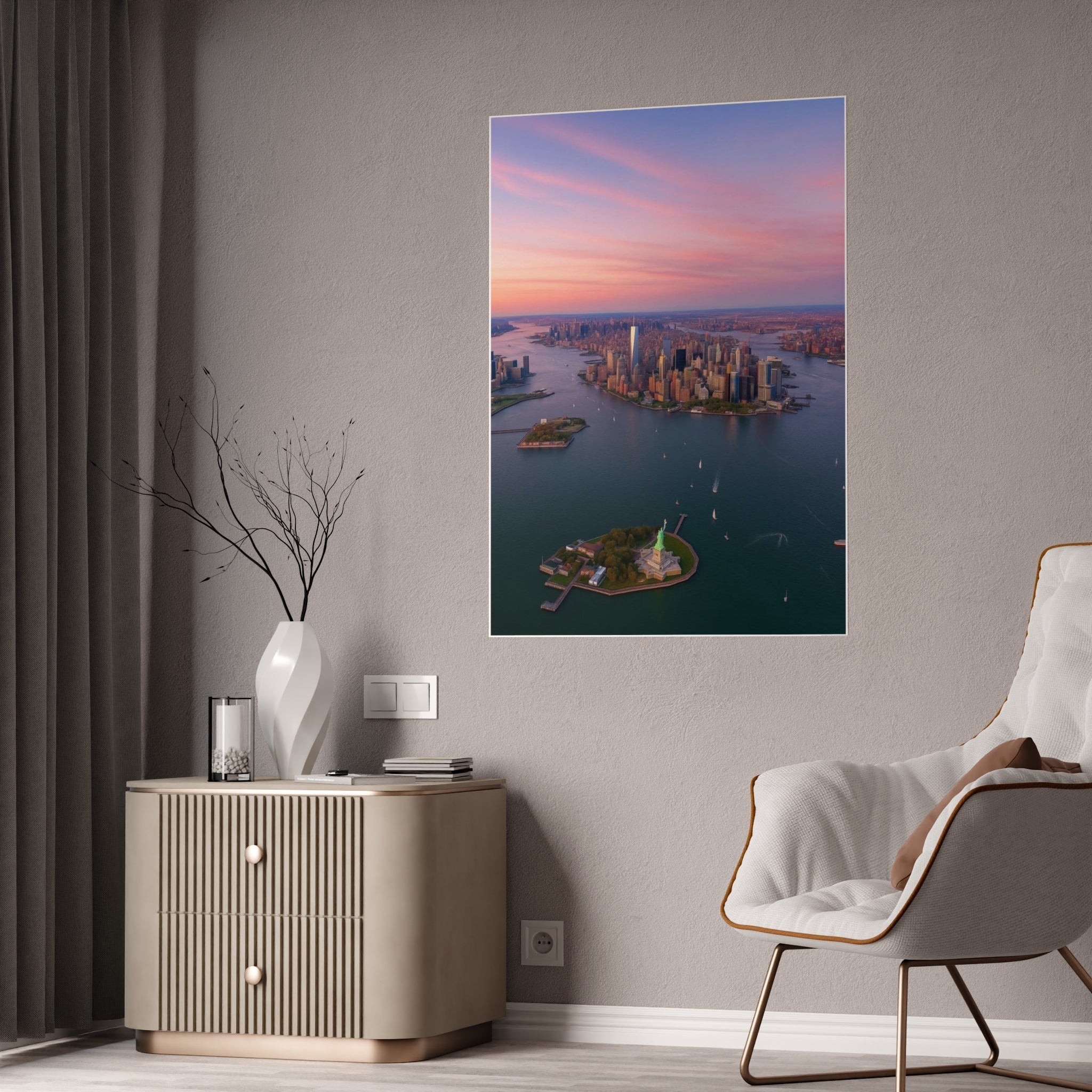Glossy Art Poster of NYC Skyline, Wall Decor for Home, Office, New York City Gift, Landscape Print, Aesthetic Wall Art - DreamBrothers