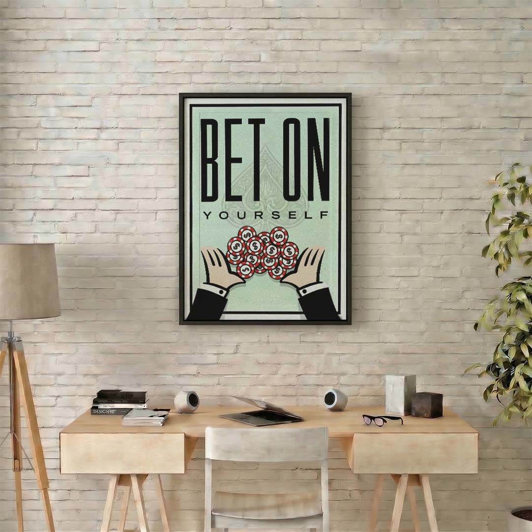 Bet on Yourself Poster Art - Poker Money Motivation & Entrepreneur Wall Decor - DreamBrothers