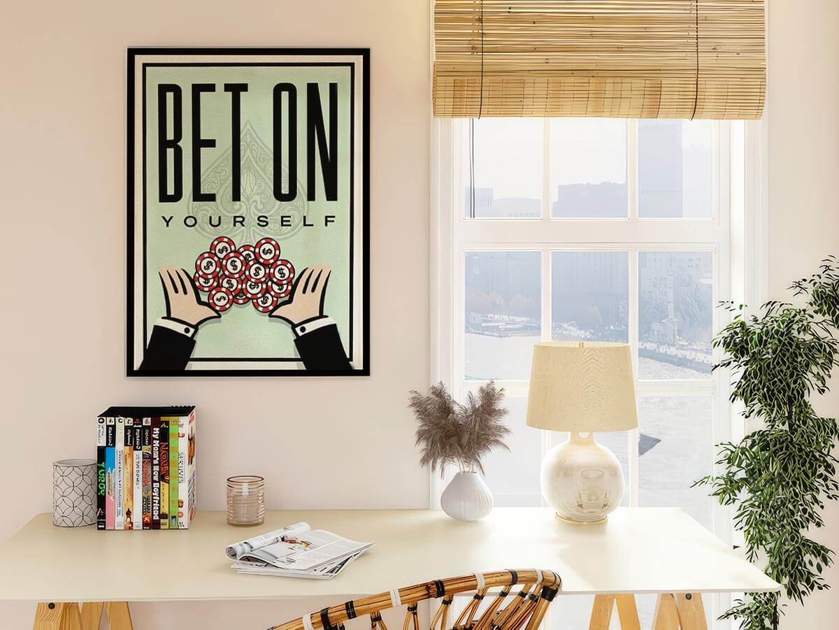 Bet on Yourself Poster Art - Poker Money Motivation & Entrepreneur Wall Decor - DreamBrothers