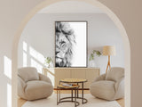 Lion Face Oil Painting - Black and White | Poster