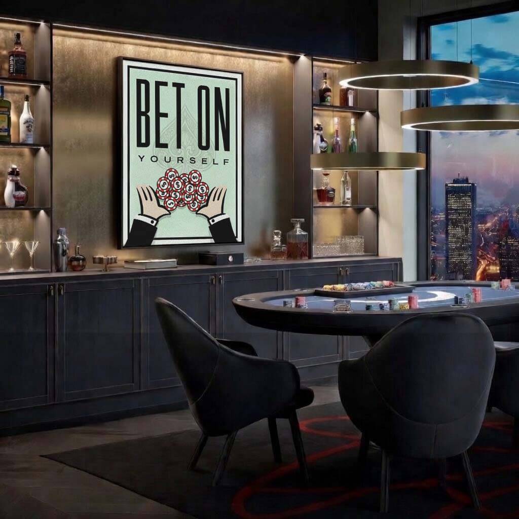 Bet on Yourself Poster Art - Poker Money Motivation & Entrepreneur Wall Decor - DreamBrothers