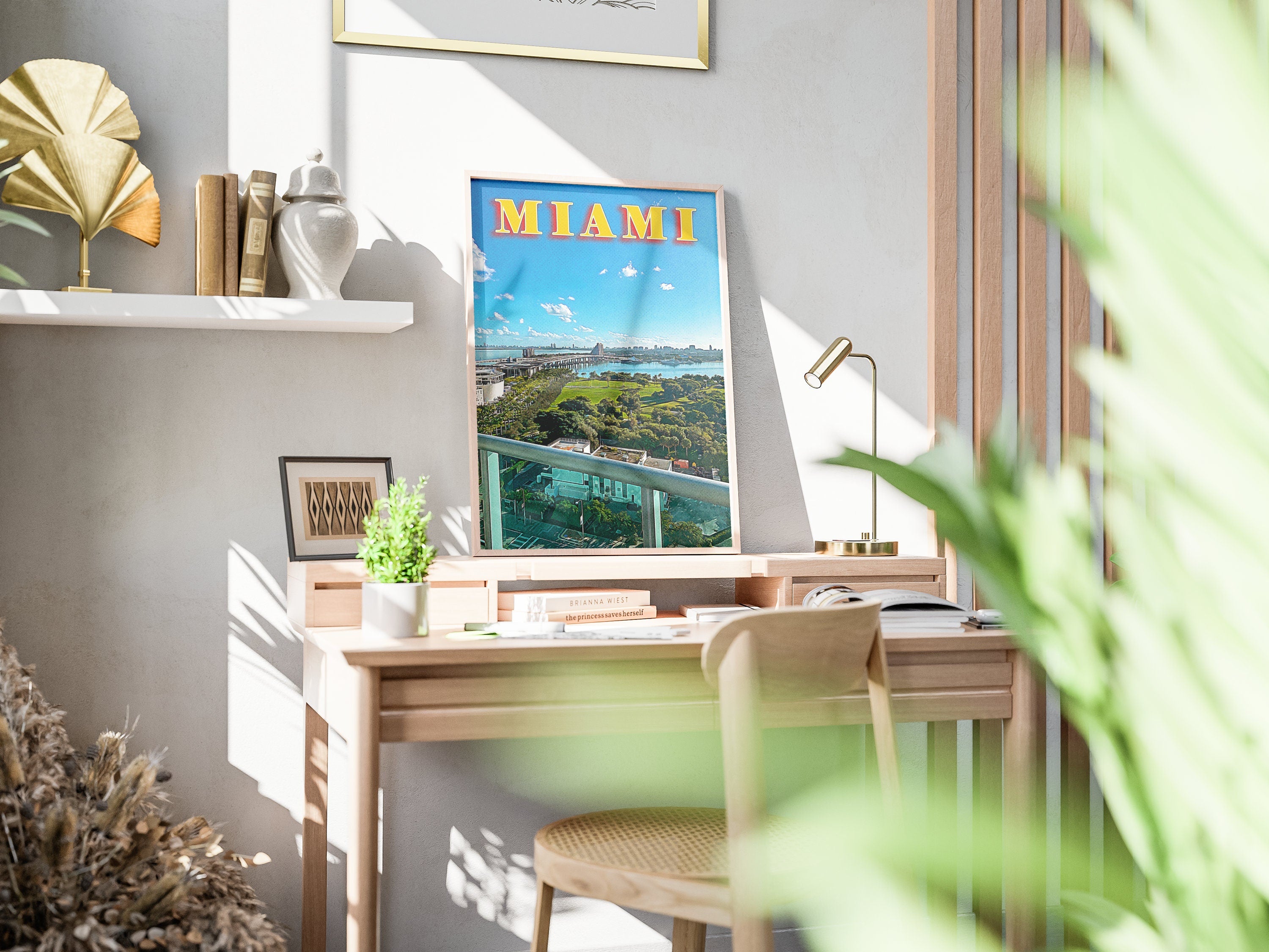 Miami Skyline Poster, Miami Beach, Florida Summer Print, USA Travel Gift, Sunny Day Poster, Trendy Retro Poster Download, Printable Wall Art - DreamBrothers
