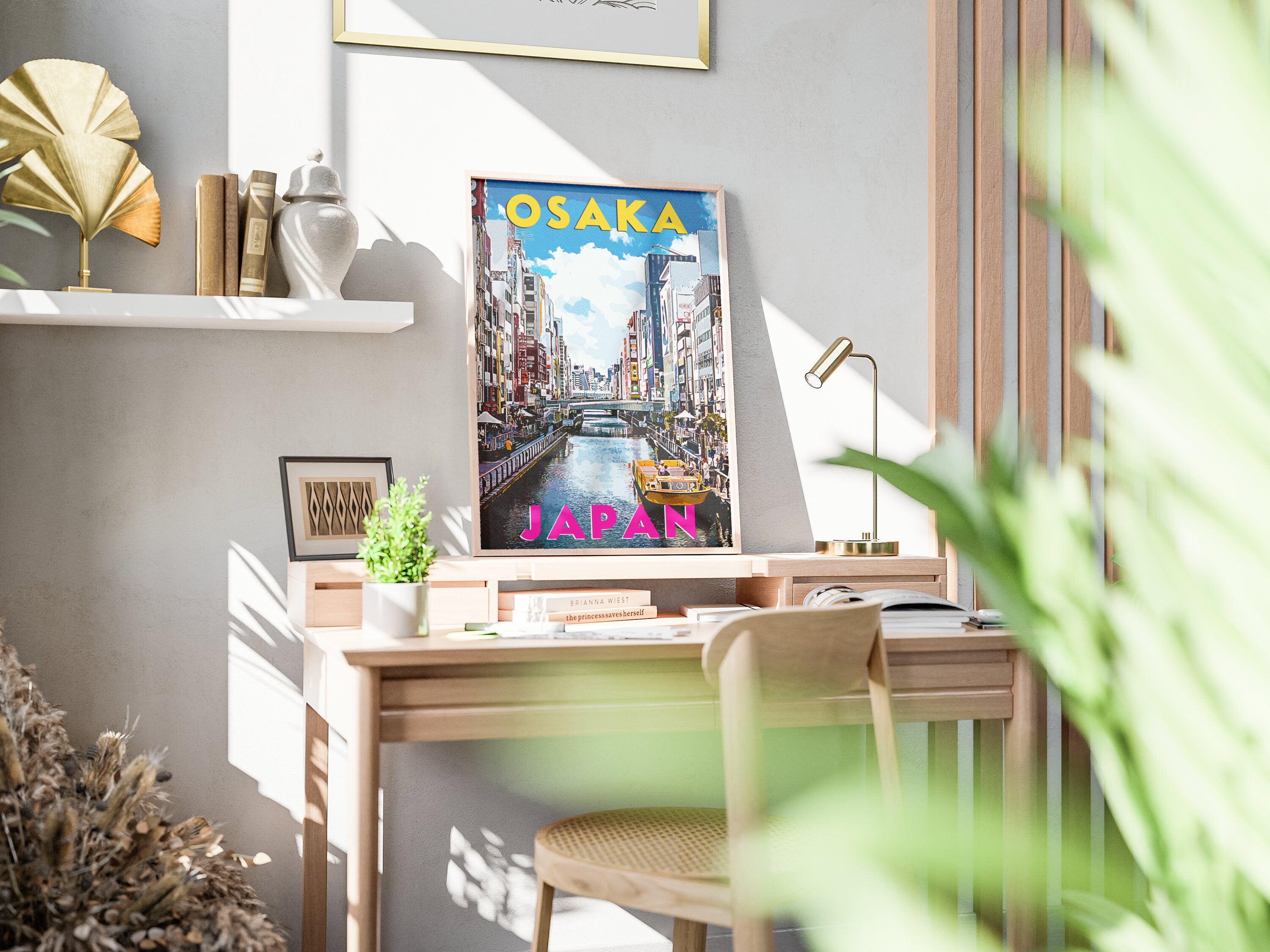 Osaka Poster, Japan Colorful Printable, World Travel Poster, Aesthetic Retro Poster, Japanese Download DIY, Home Decoration For Traveller - DreamBrothers