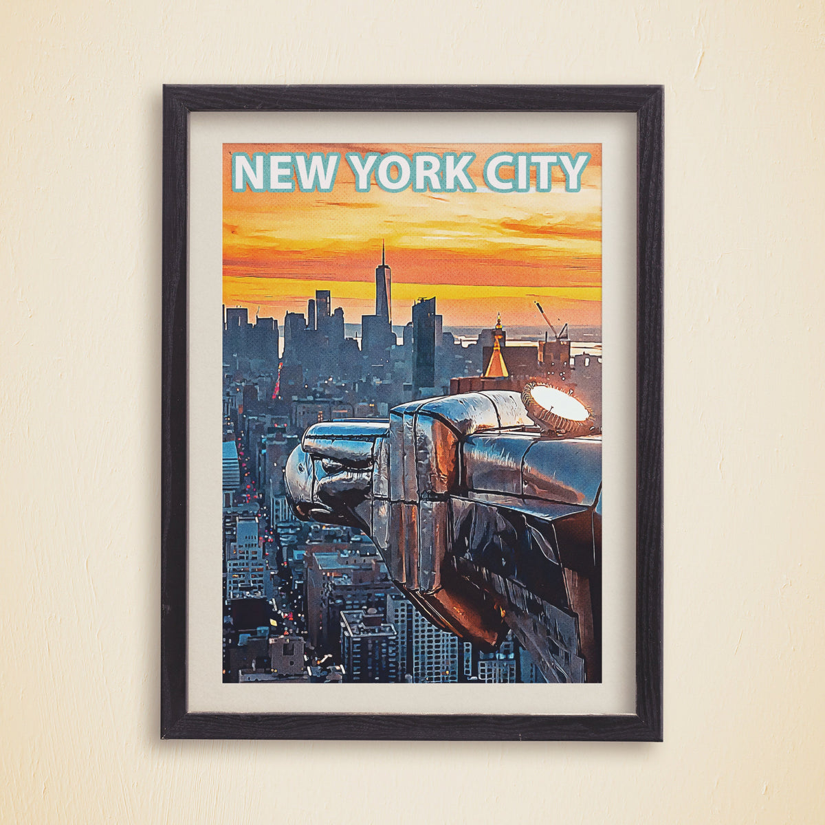 Chrysler Building Poster, New York Retro Poster, Gargoyle, Sunset Lights, Manhattan Colorful Wall Art, Vibrant USA Print, NYC Gift Decor - DreamBrothers