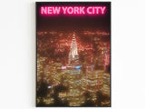 Chrysler Building Night Print, New York Retro Poster, USA Travel Gift, NYC Print, Manhattan Skyline, Red Neon Light, Aesthehtic Neon