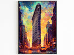 New York City Travel Poster, Pop Lights, Manhattan Colorful Wall Art, Vibrant USA Print, Handmade USA Travel Gift, NYC Oil Painting
