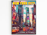 Stampa di Times Square, arte murale colorata di Manhattan, poster retrò di New York, film di New York, stampa vibrante degli USA, NY estetica, poster di viaggio pop
