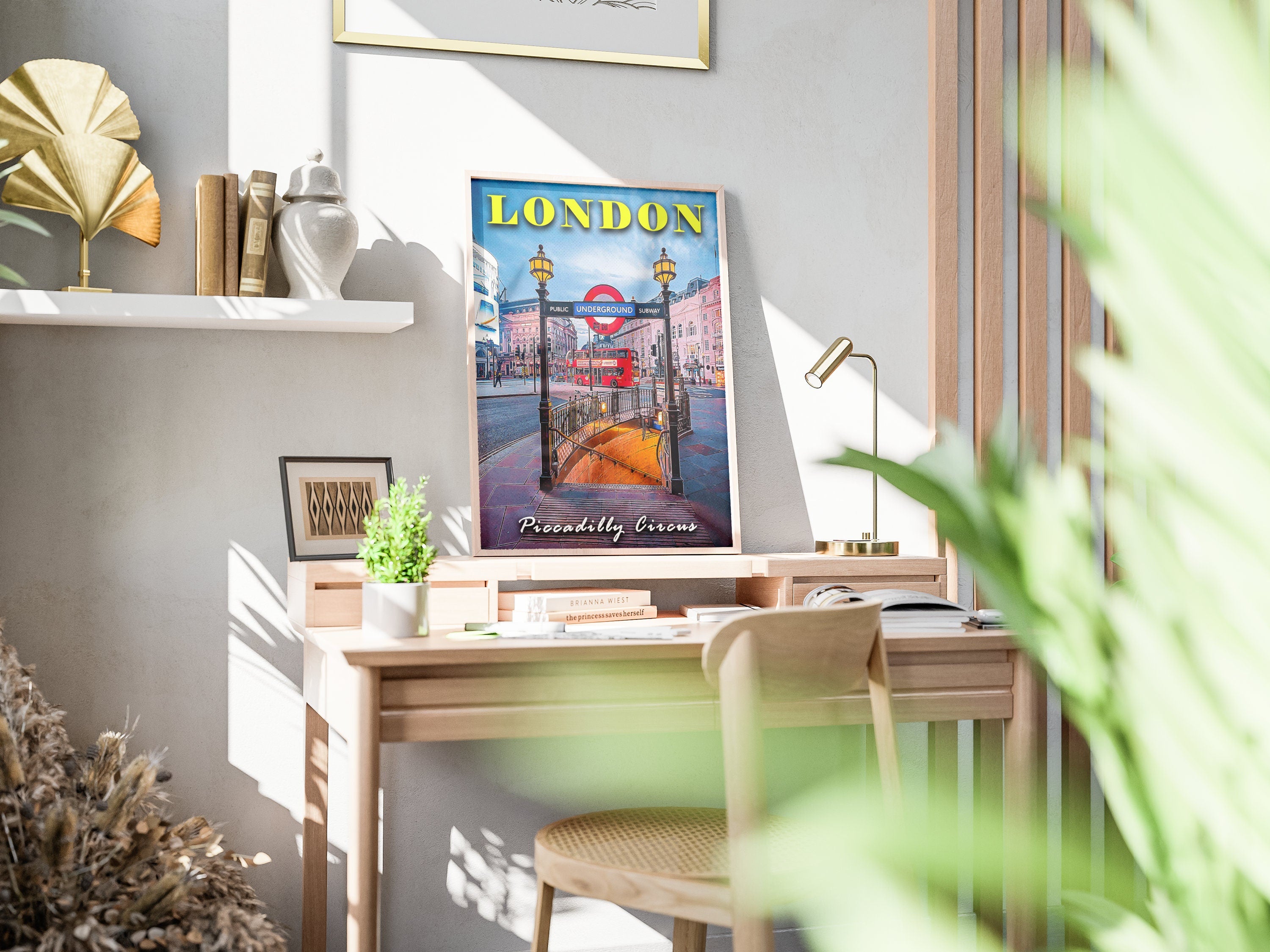 London Night, Piccadilly Circus Print, Underground, London Retro Poster, Pop Travel Poster, Subway, UK Travel Gift, Home Decor For Traveller