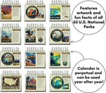National Parks Perpetual Calendar, 365 Day Desk Calendar, Mini Decor Quotes, Learning Nature Art, Curiosity Artwork, Fun Fact - 2025 Planner