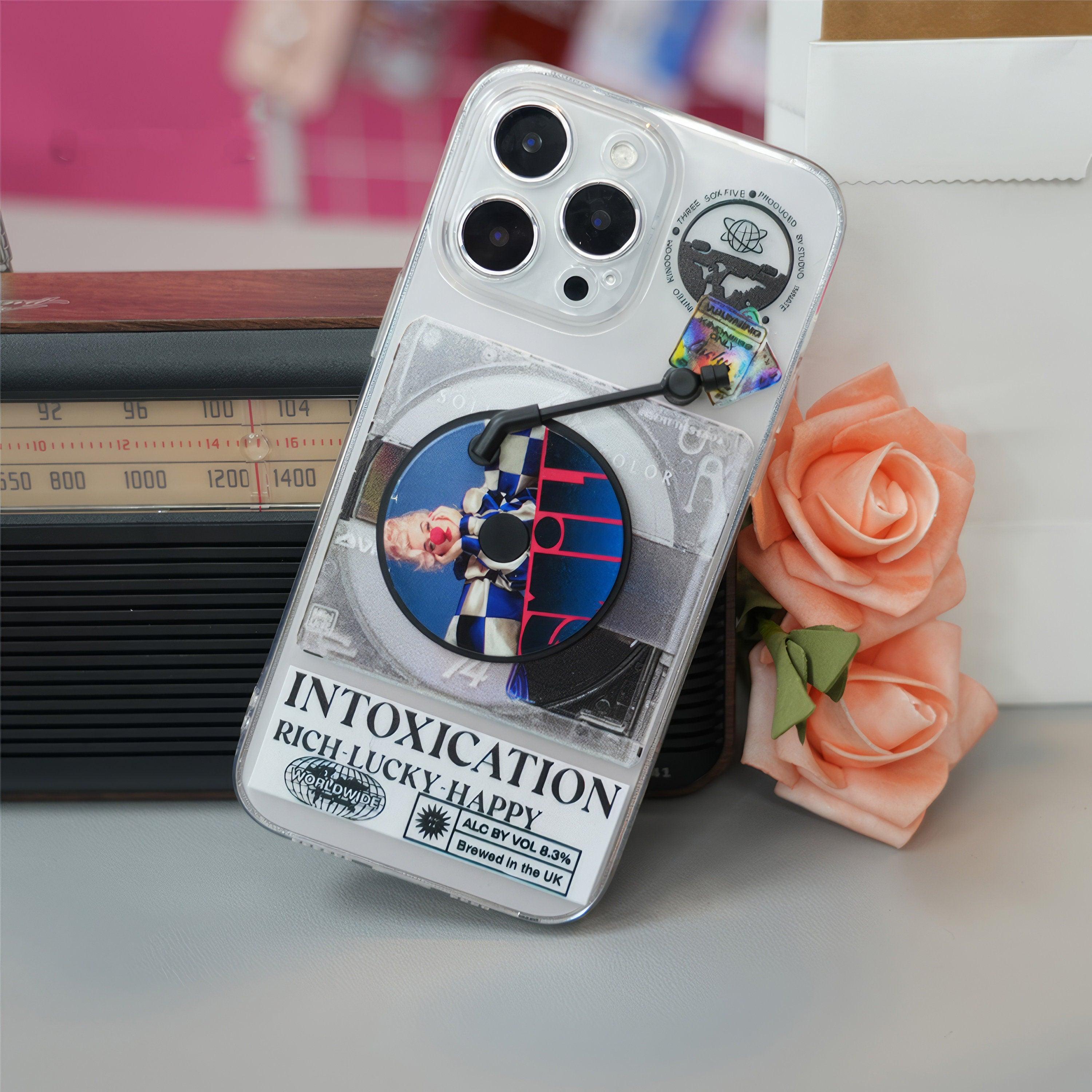 Rotating Vinyl iPhone Case, UNIQUE Music Lover Gift, 90s Nostalgia Gift, DIY Vinyl Custom, Retro CD, Vintage Phone case, Personalized Disk
