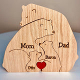 Personalisiertes Holzpuzzle „Bärenfamilie“ – Geschenk mit Namensgravur für die Familie – 2 bis 8 Bären