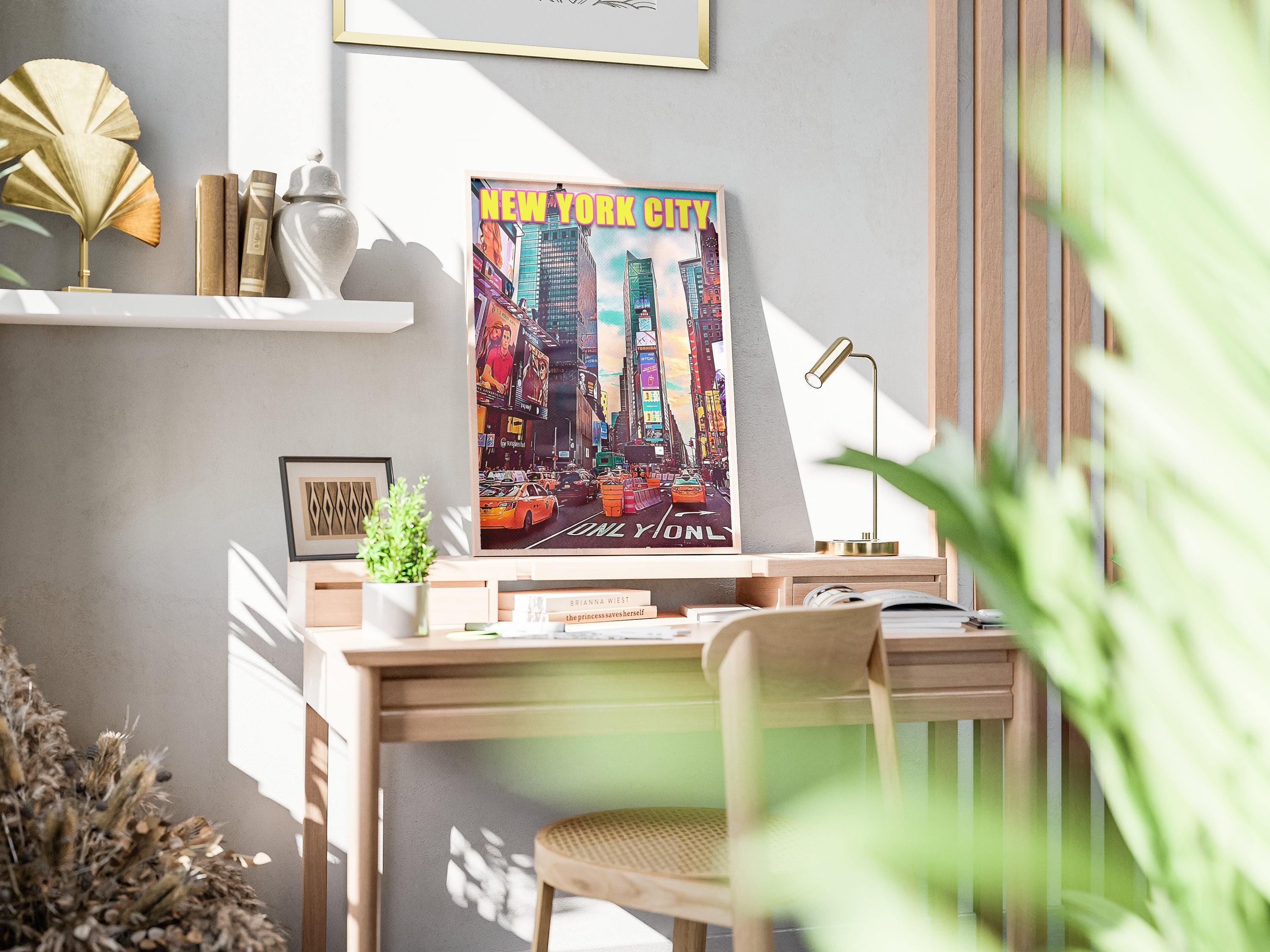 Times Square Print, Manhattan Colorful Wall Art, New York Retro Poster, NYC Movie, Vibrant USA Print, Aesthetic NY, Pop Travel Poster - DreamBrothers