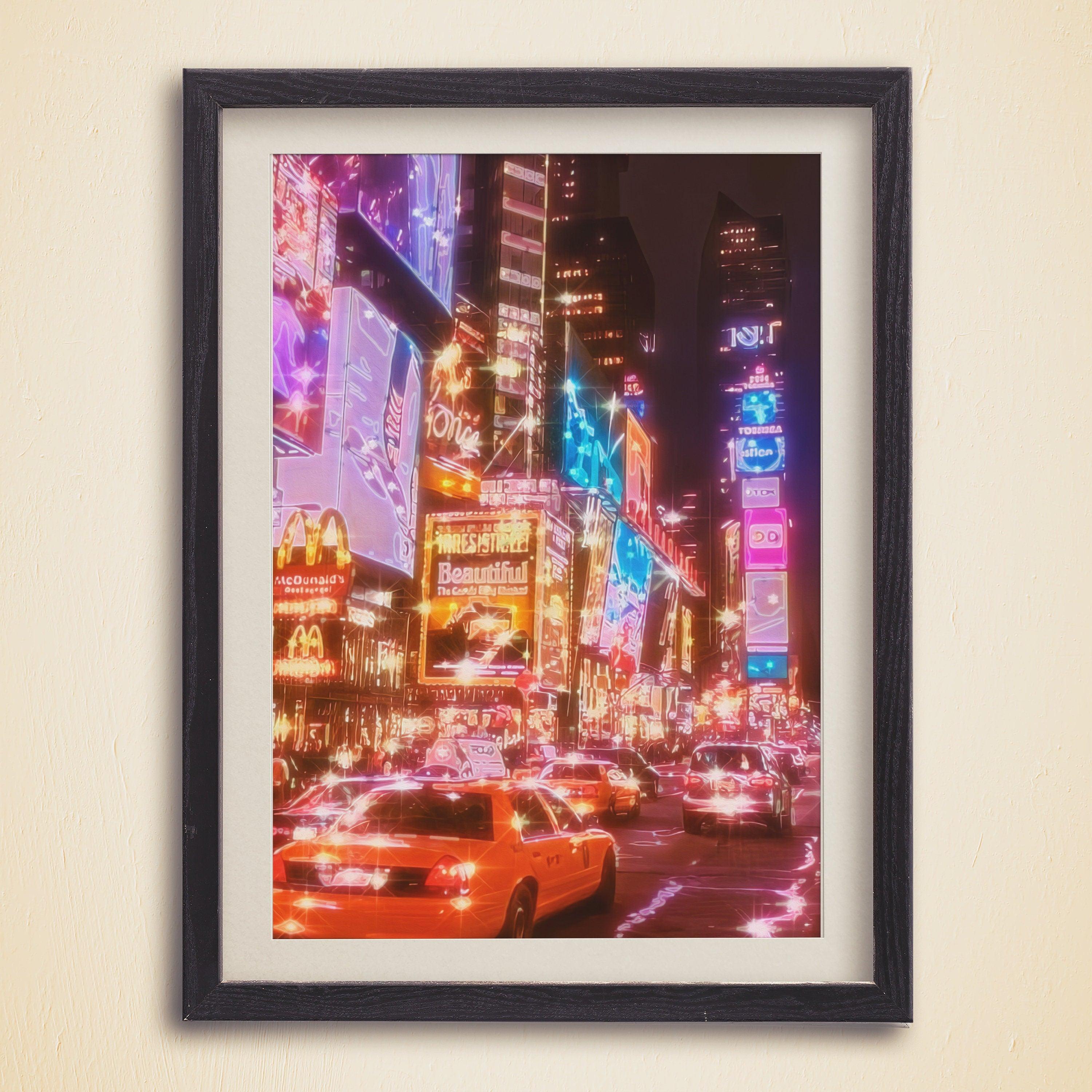 New York City Night, Neon Light Art, Trendy Fashion Poster, Bright Lights, NYC Movie, Aesthetic NY, Oil Painting Decoration, USA Travel Gift - DreamBrothers